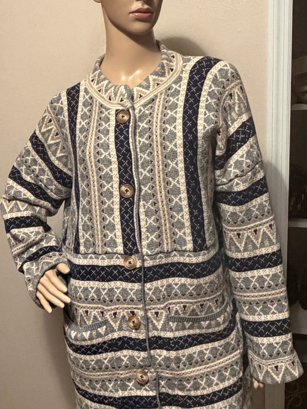 Hayley Paige Sweater Cardigan in “Dune Shadow Fair Isle Stripe” Pattern